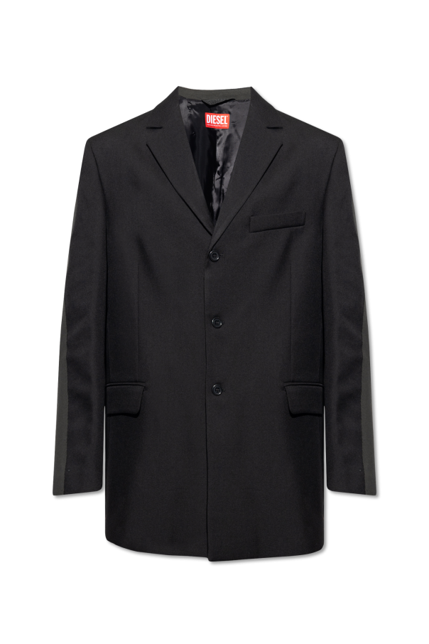 Black coat with red clearance patch